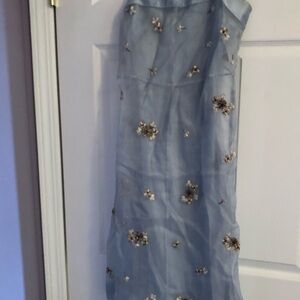 BCBG Max Azria Blue Embellished Cocktail Dress with slip size 6